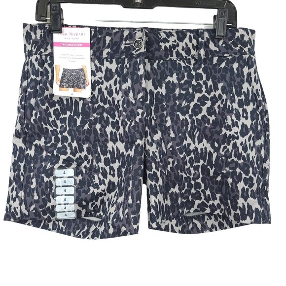 Isaac Mizrahi Women Tailored Shorts NEW 5" Inseam Black Animal Print Stretch - Picture 8 of 9